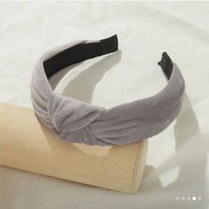 Gray Velveteen Top Knot Headband